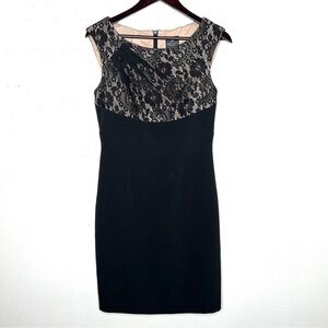 ADRIANNA PAPELL Black Lace Bodice Bodycon Sleeveless Dress Size 6